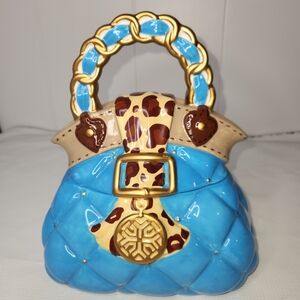 Stylish Blue and Gold Handbag